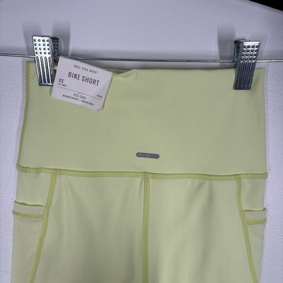 Aerie Women XS Yellow Smooth Medium Support Pockets Mesh Hi-Rise Bike Short NWT - Picture 6 of 10